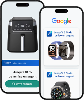 L'extension de navigateur AchatsExtra affichant une offre de remise en argent d'une boutique en ligne